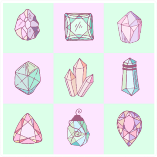 Icon Symbols Collection With Gemstones Jewel Pastel Sticker