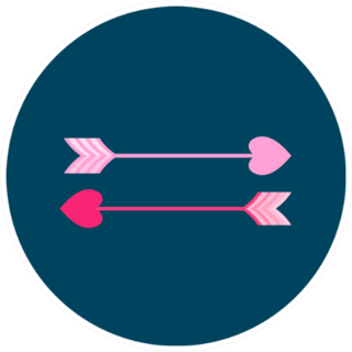 Icon With Pink And Red Heart Arrows Sticker
