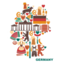 Icons Of Germany In The Form Of A Map Sticker