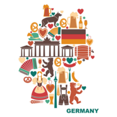 Icons Of Germany In The Form Of A Map Sticker
