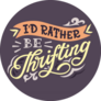 Id Rather Be Thrifting Hand Lettering on Purple Sticker