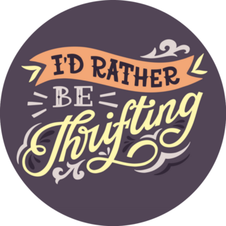 Id Rather Be Thrifting Hand Lettering on Purple Sticker