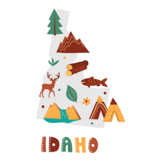 Idaho Cartoon State Symbols Sticker