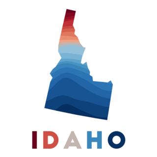 Idaho Map Beautiful Geometric Waves lettering Sticker