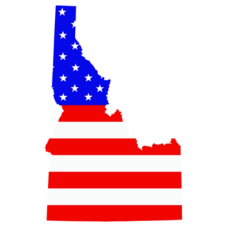 Idaho State Map American Flag Sticker