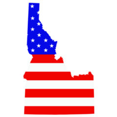 Idaho State Map American Flag Sticker