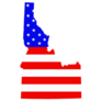Idaho State Map American Flag Sticker