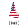 Idaho State Map Lettering US Flag Sticker