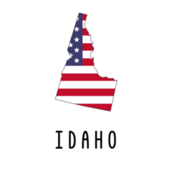Idaho State Map Lettering US Flag Sticker