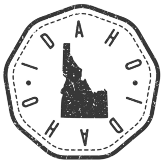 Idaho, Usa Map Stamp Lettering Sticker