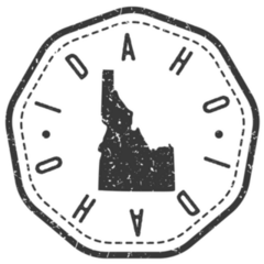Idaho, Usa Map Stamp Lettering Sticker