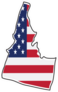 Idaho With USA Flag Sticker