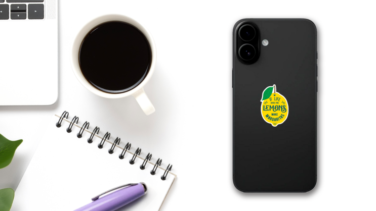 If Life Gives You Lemons Make Margaritas Sticker on a Phone (New) example