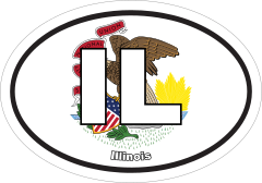 Illinois Il State Flag Oval Sticker