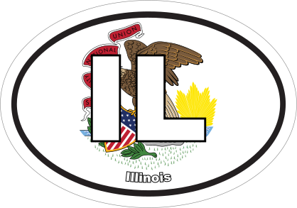 Illinois Il State Flag Oval Sticker