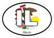 Illinois Il State Flag Oval Sticker