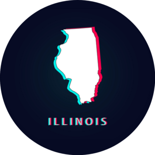 Illinois Map Abstract Digital Glitch Sticker