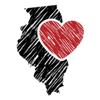 Illinois Map And Heart Logo Sticker