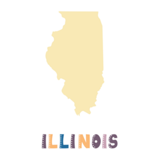 Illinois Map Doodling Style Lettering Sticker