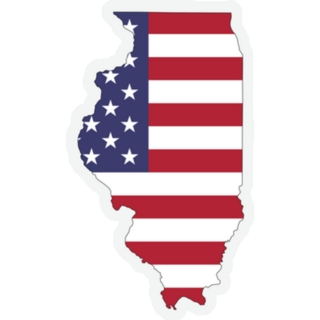 Illinois Map On American Flag Sticker
