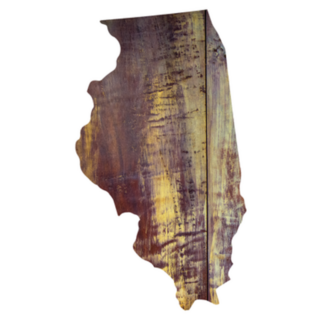 Illinois State In Wood Texture Sticker