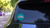 Illinois Vintage Lettering Retro Sticker on a Rear Car Window (New) example