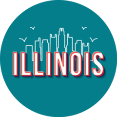 Illinois Vintage Lettering Retro Sticker