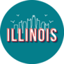 Illinois Vintage Lettering Retro Sticker