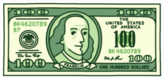 Illustrated 100 Dollar Bill Sticker