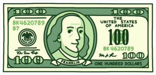 Illustrated 100 Dollar Bill Sticker