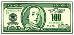 Illustrated 100 Dollar Bill Sticker