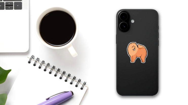 Illustrated Chow Chow Sticker on a Phone (New) example