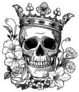 Illustrated Crown and Skull Sticker
