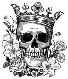 Illustrated Crown and Skull Sticker