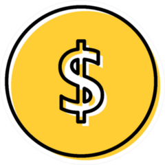 Illustrated Dollar Sign Icon Sticker