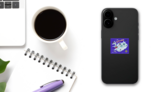 Illustrated Iceland Sticker on a Phone (New) example