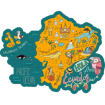 Illustrated Map Ecuador Sticker