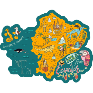 Illustrated Map Ecuador Sticker