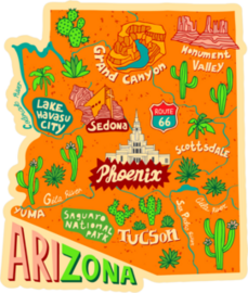 Illustrated Map Of Arizona Sticker