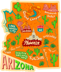 Illustrated Map Of Arizona Sticker