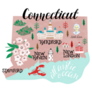 Illustrated Map Of Connecticut, Usa Cute Sticker