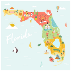 Illustrated Map Of Florida With Monuments Sticker