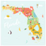 Illustrated Map Of Florida With Monuments Sticker
