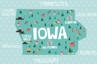 Illustrated Map Of Iowa Sticker