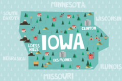 Illustrated Map Of Iowa Sticker