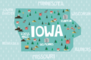 Illustrated Map Of Iowa Sticker