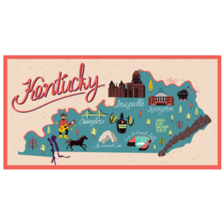 Illustrated Map Of Kentucky State, Usa Sticker