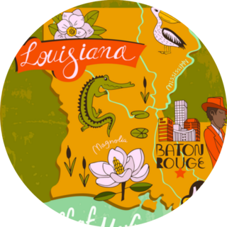 Illustrated Map Of Louisiana Travel And Attractions Sticker