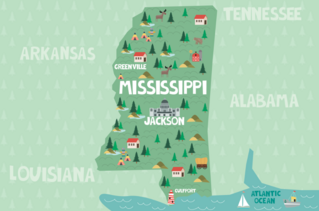 Illustrated Map Of Mississippi Sticker