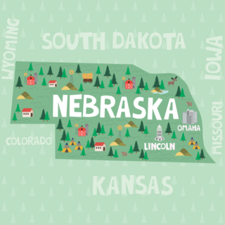 Illustrated Map Of Nebraska Sticker